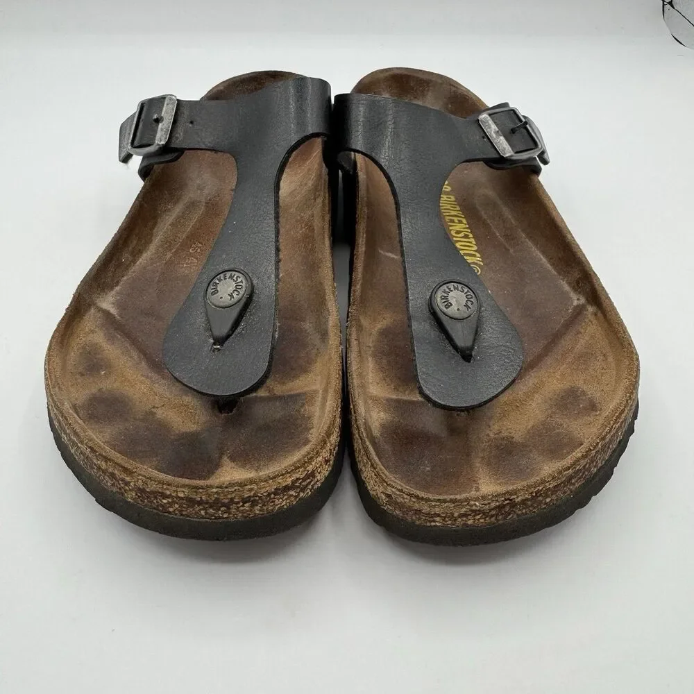 Birkenstock Gizeh Sandals Womens EU 38 US 7-7.5 Black Cork Narrow
